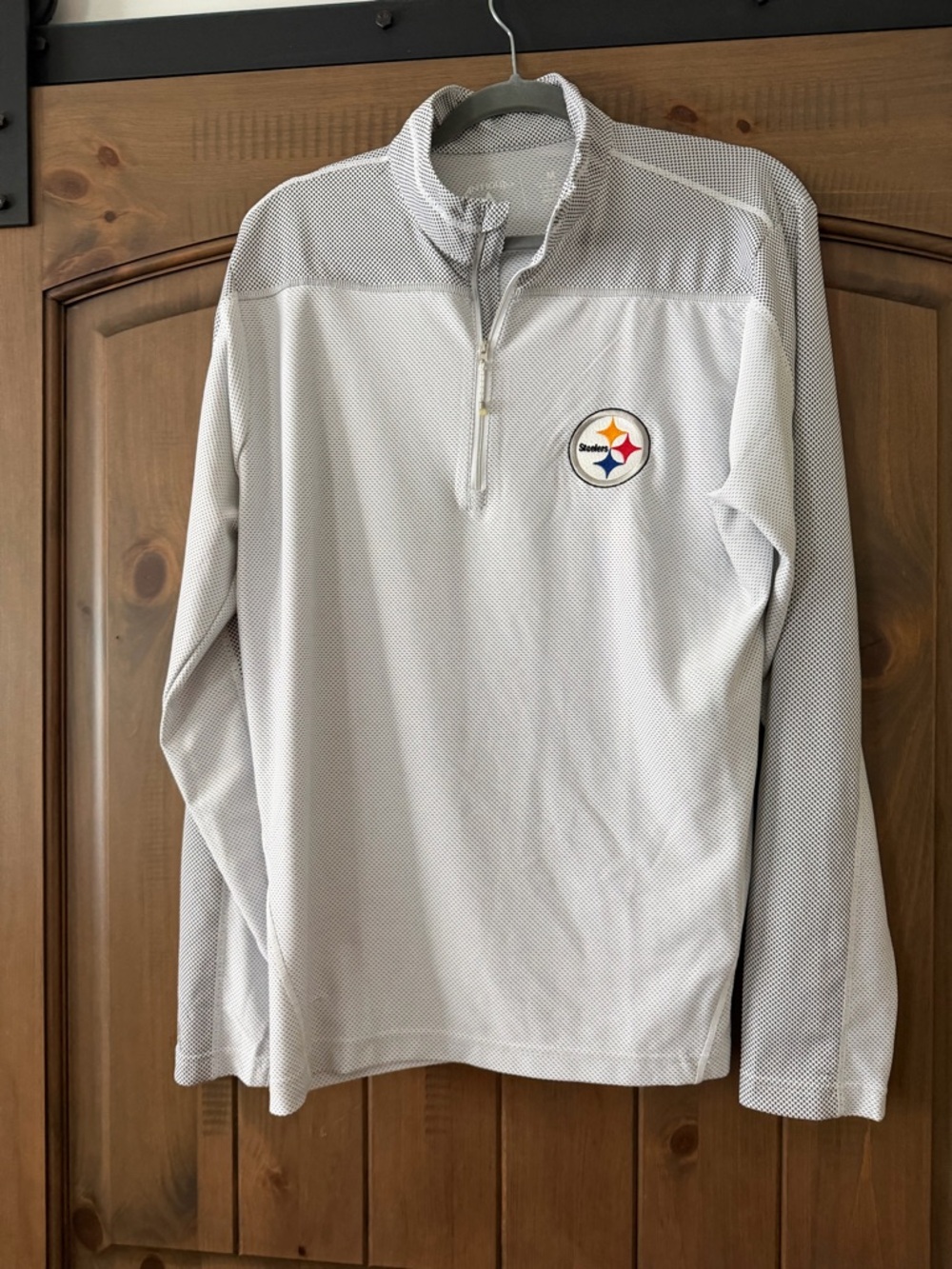 STEELERS Antigua Gray Quarter-Zip Pullover